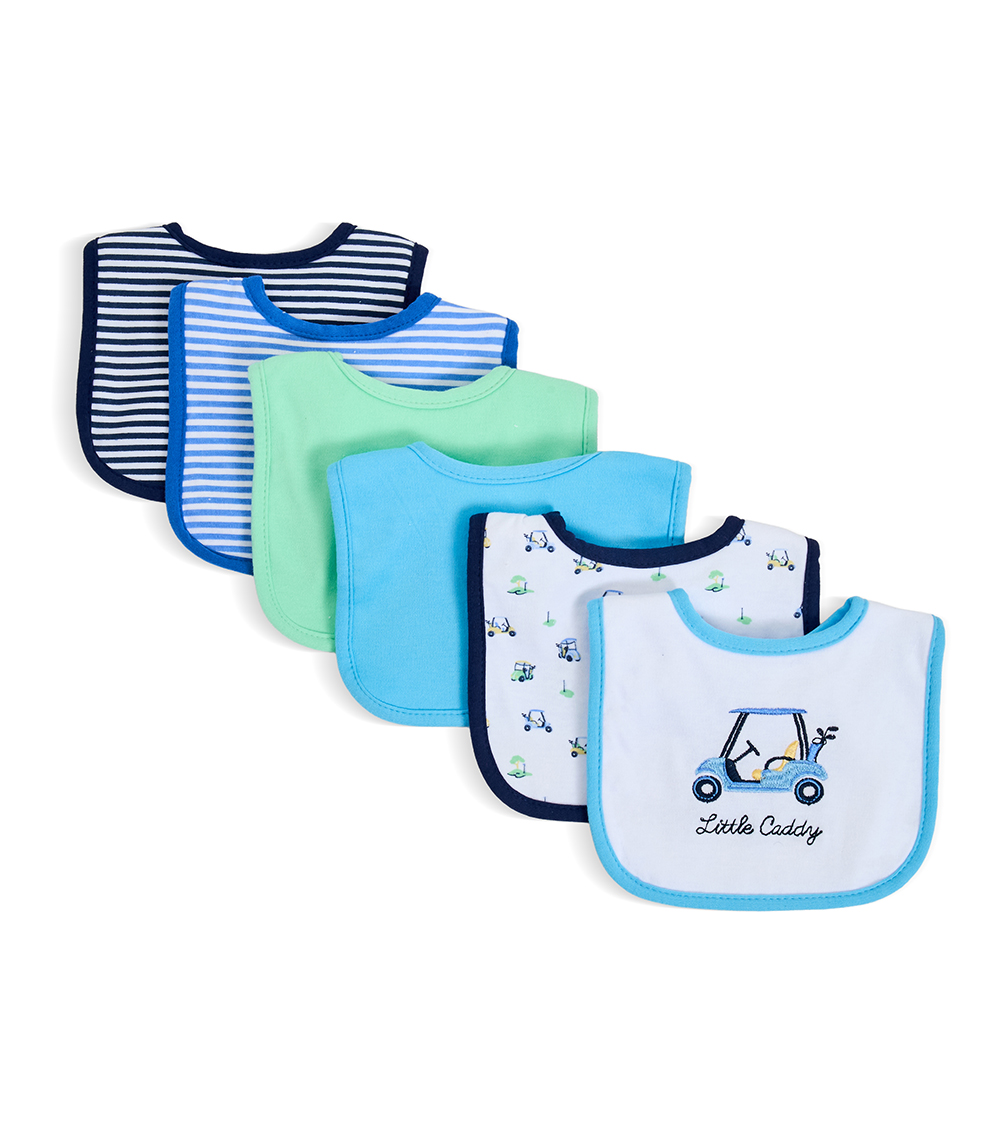 LITTLE ME Boys Waterproof Lining Little Caddy Print 6 Piece Set Of Bibs, Multicolor