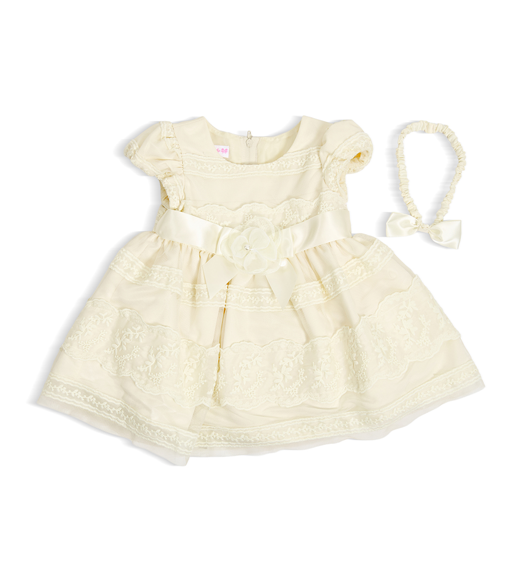 BONNIE BABY Girls Party & Celebration Dress, Ivory