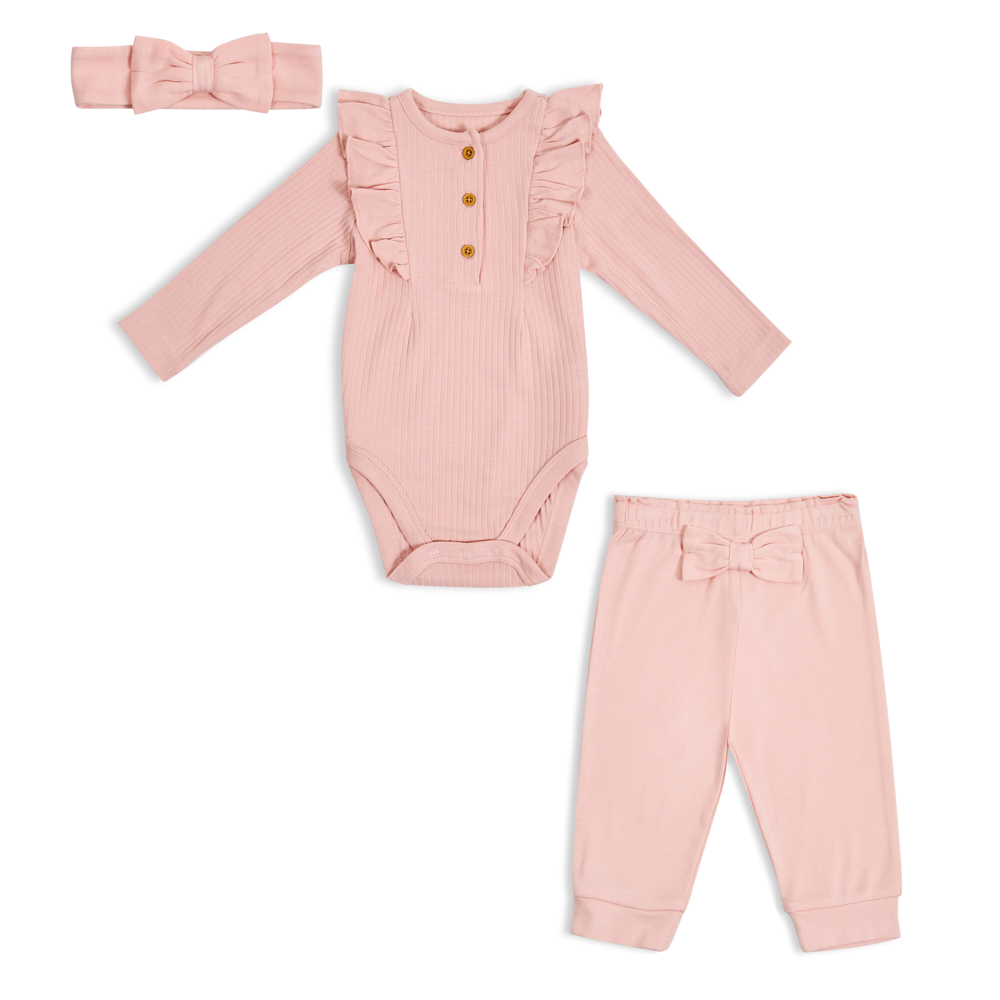 LITTLE ME Girls Bodysuit Pant Set, Pink