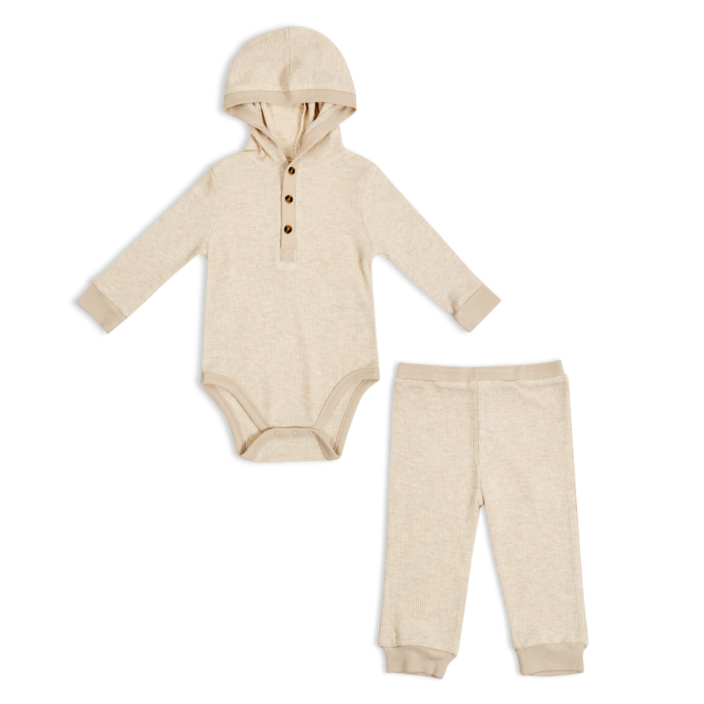 LITTLE ME Boys Bodysuit Pant Set, Oatmeal
