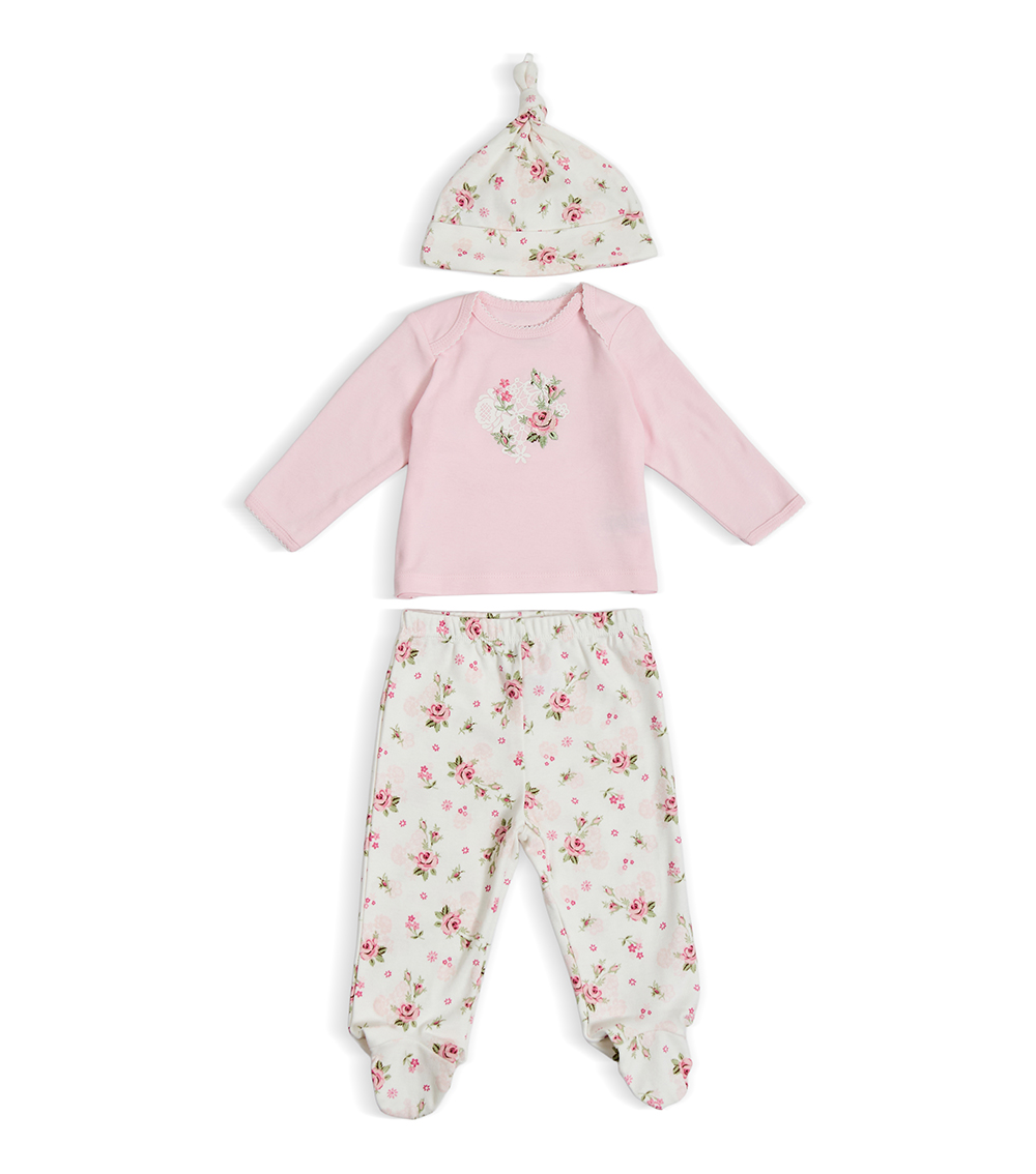 LITTLE ME Girls Lace Floral Set, Pink