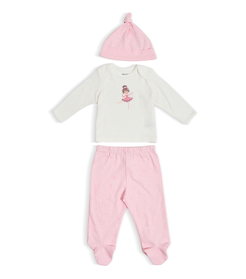 LITTLE ME Girls Ballerina Print Set, Pink