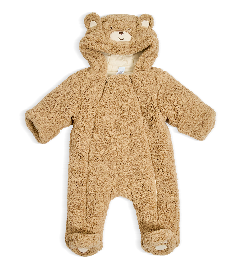 LITTLE ME Boys Fuzzy Bear Pram, Brown