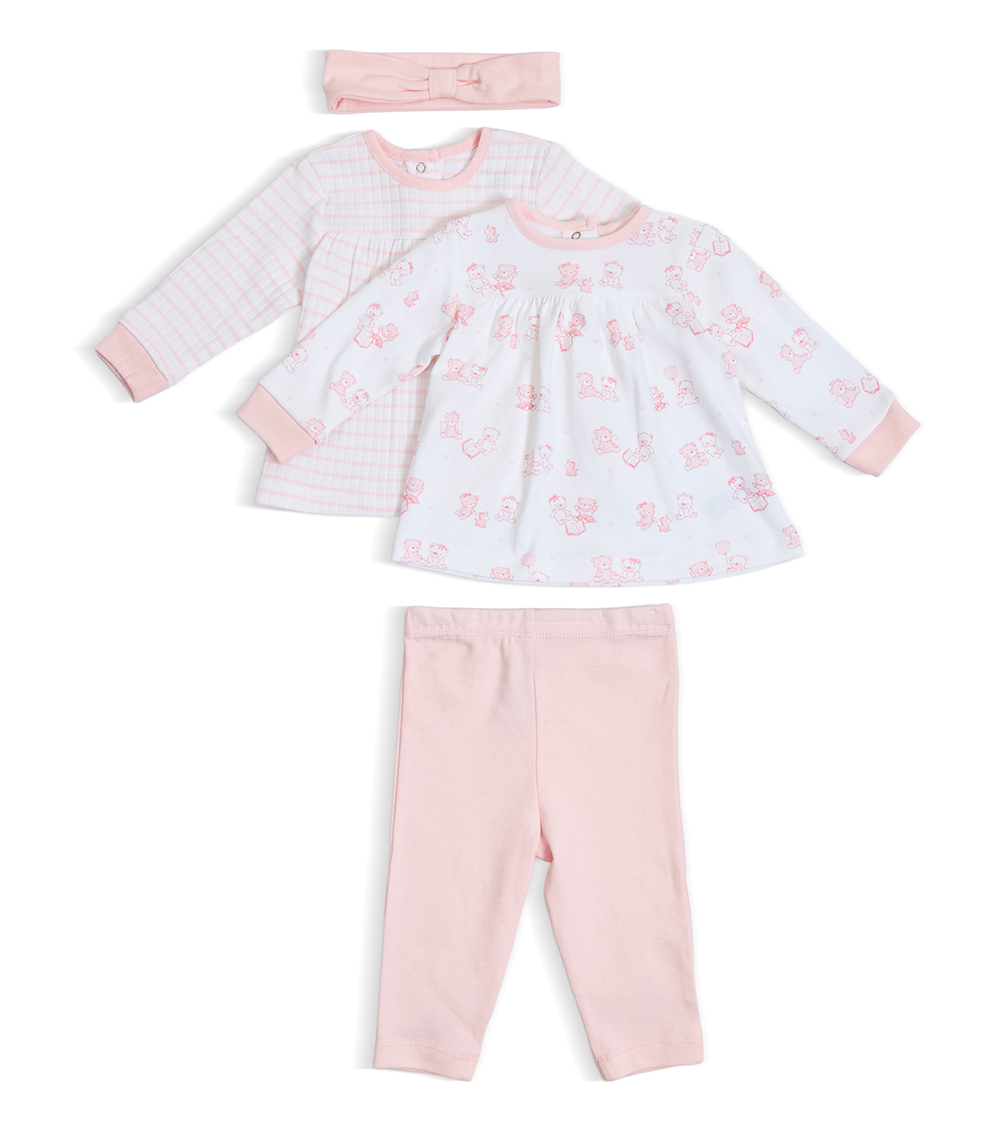 LITTLE ME Girls Bear Printed 3 Piece Pant Set, Pink