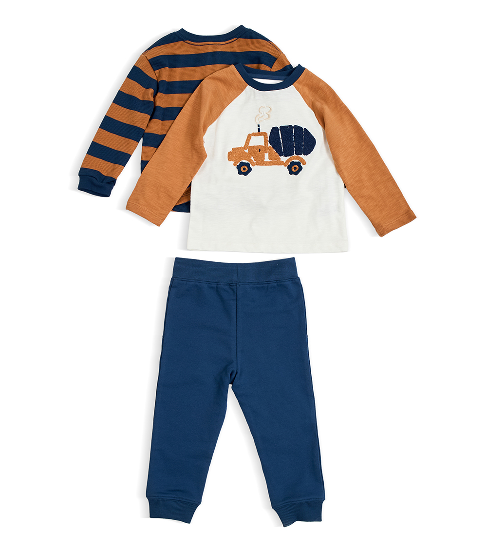 LITTLE ME Boys Construction Printed 3 Piece Play Set, Blue
