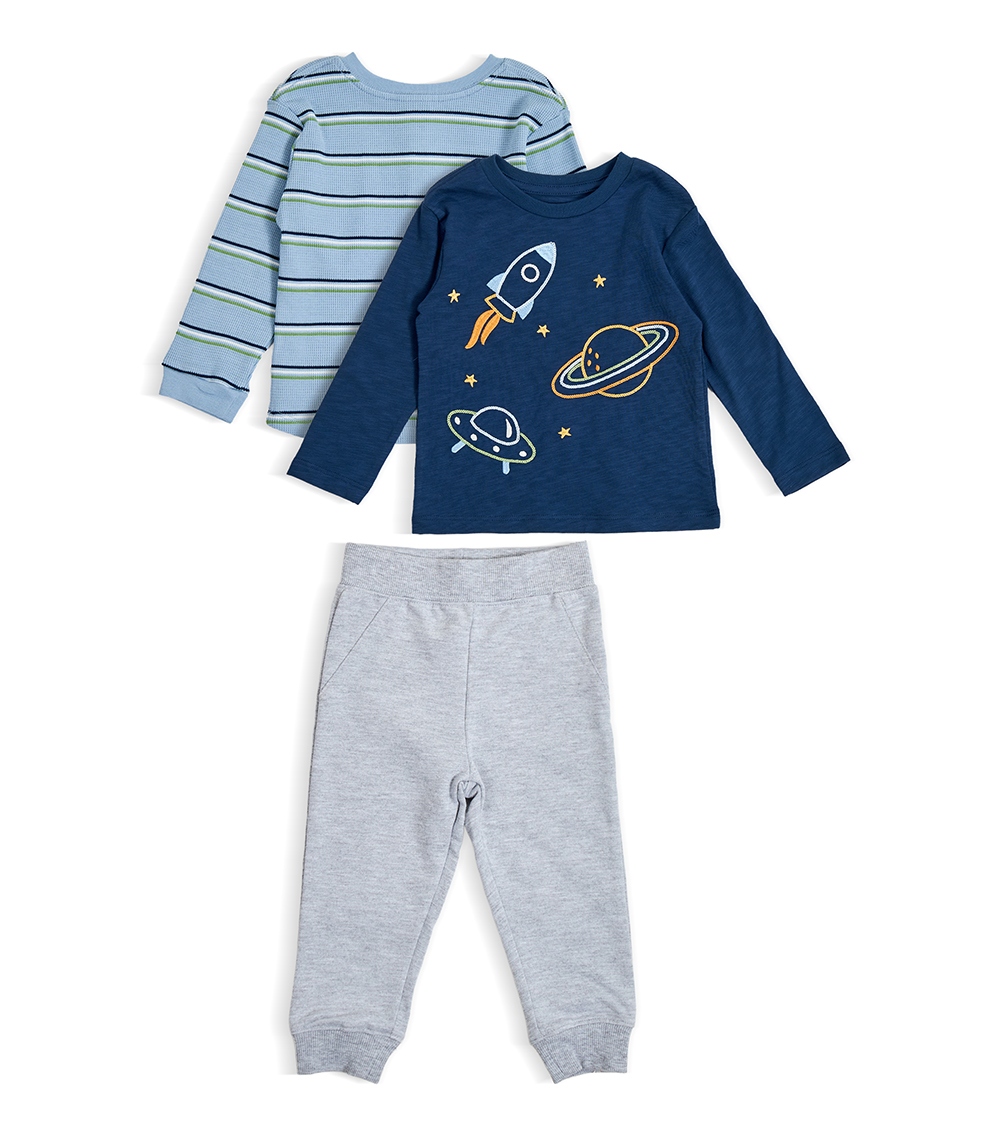 LITTLE ME Boys Space Printed 3 Piece Play Set, Blue