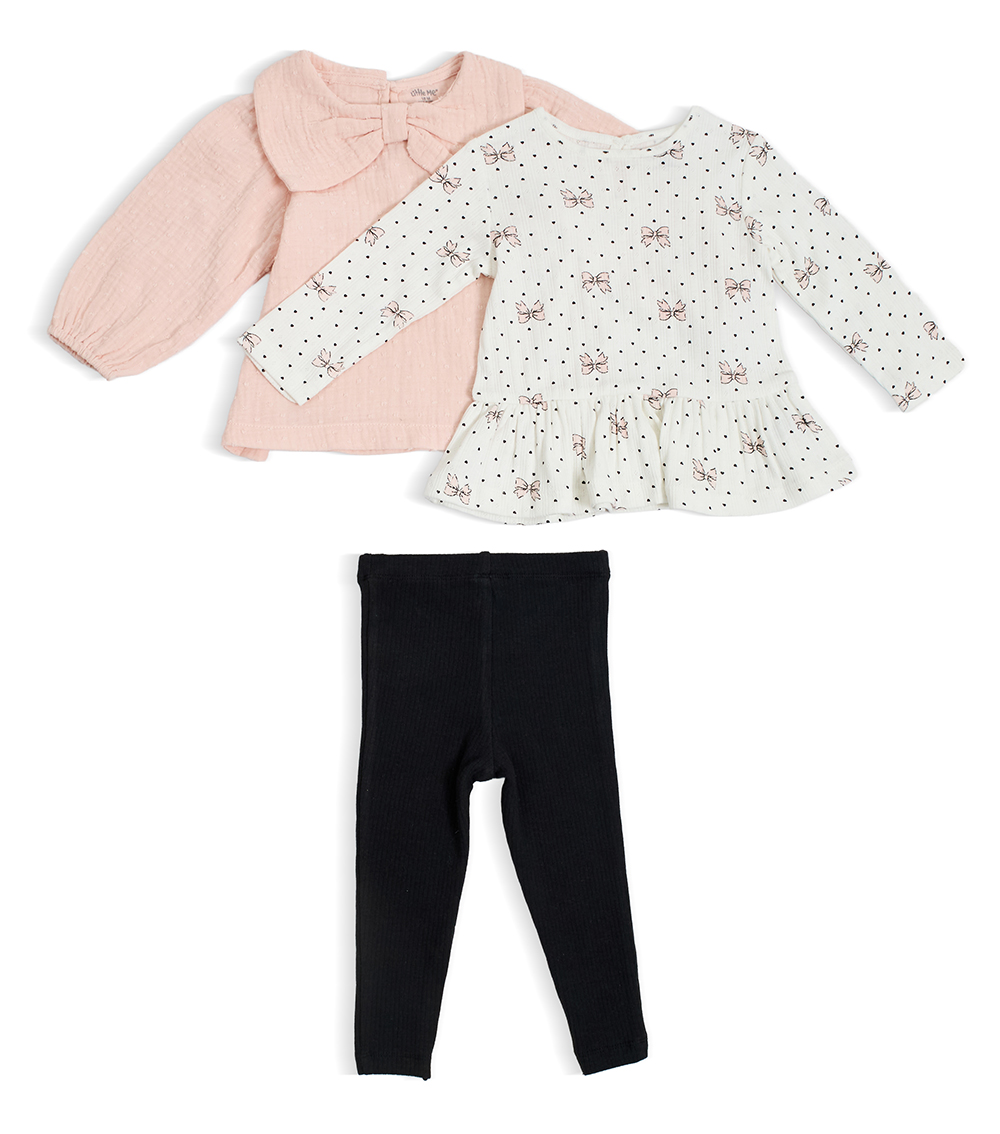LITTLE ME Girls 3 Piece Bow Play Set, Pink