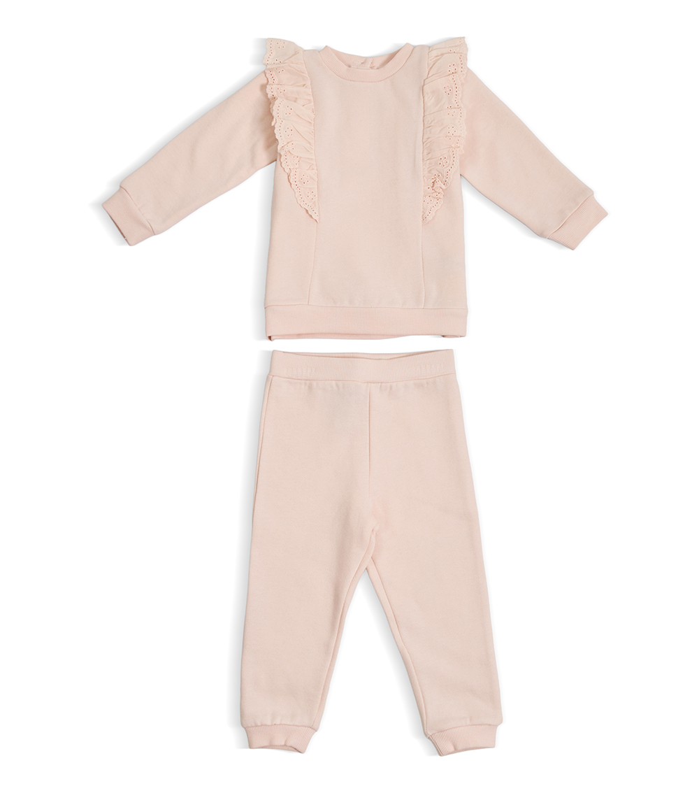 LITTLE ME Girls Sweatshirt Set, Soft Pink