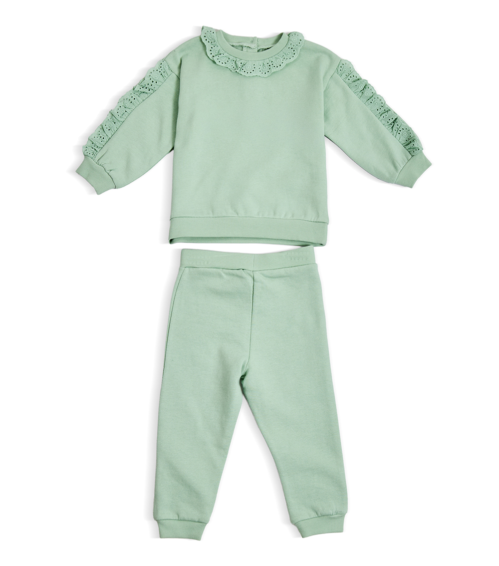 LITTLE ME Girls Sweatshirt Set, Sage
