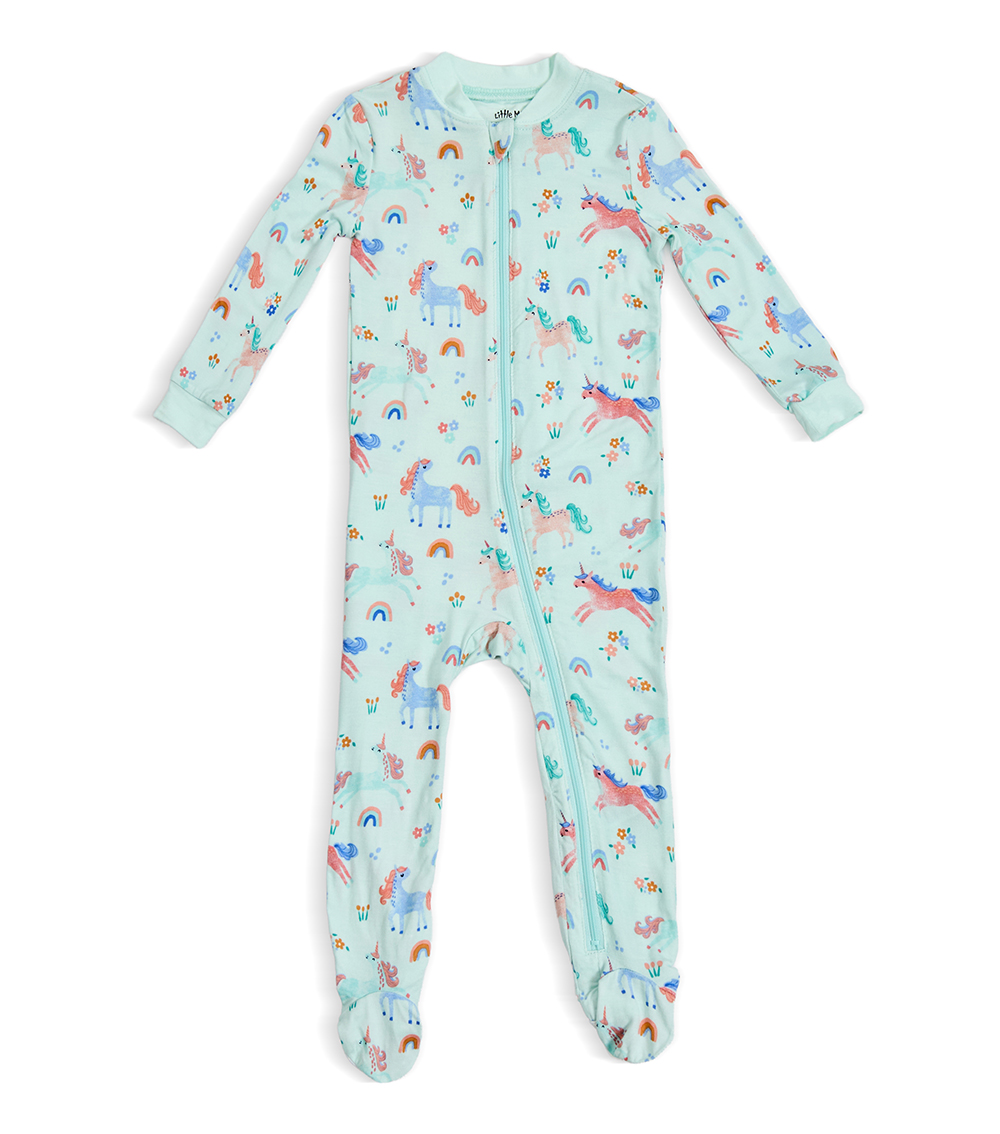 LITTLE ME Boys Unicorn Printed Front Zip Sleepsuit, Blue