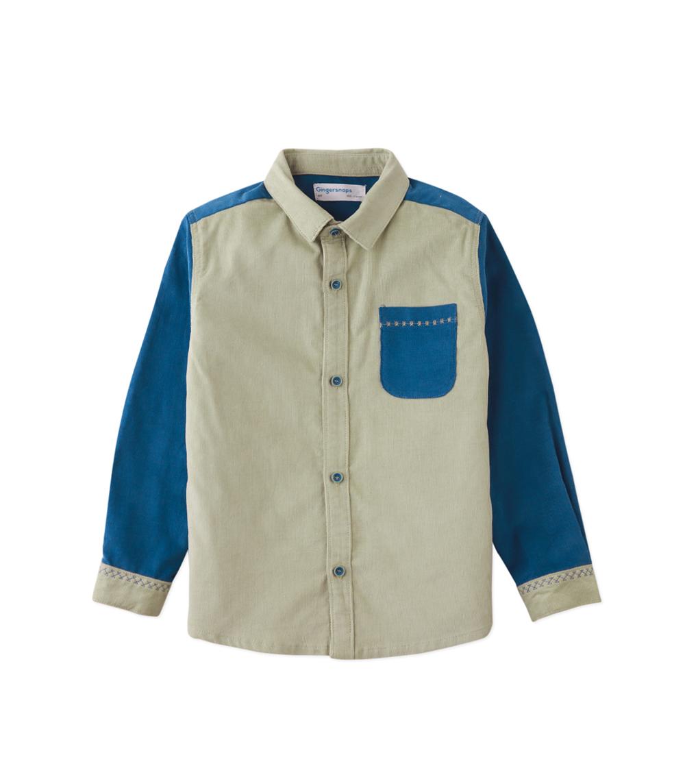 GINGERSNAPS Boy's Woven Cotton Shirt, Blue