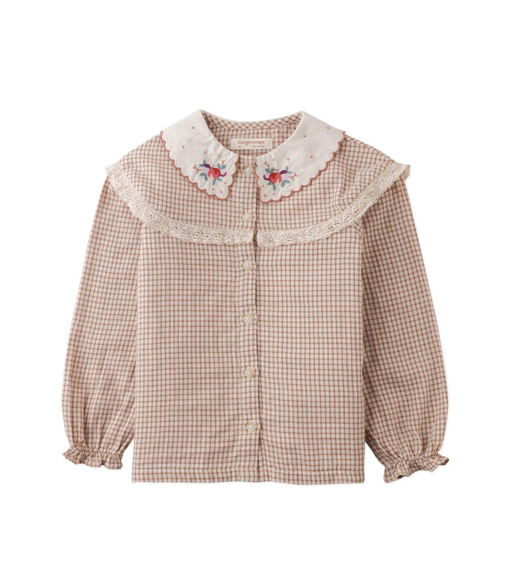 GINGERSNAPS Girl's Woven Cotton Blouse, Brown