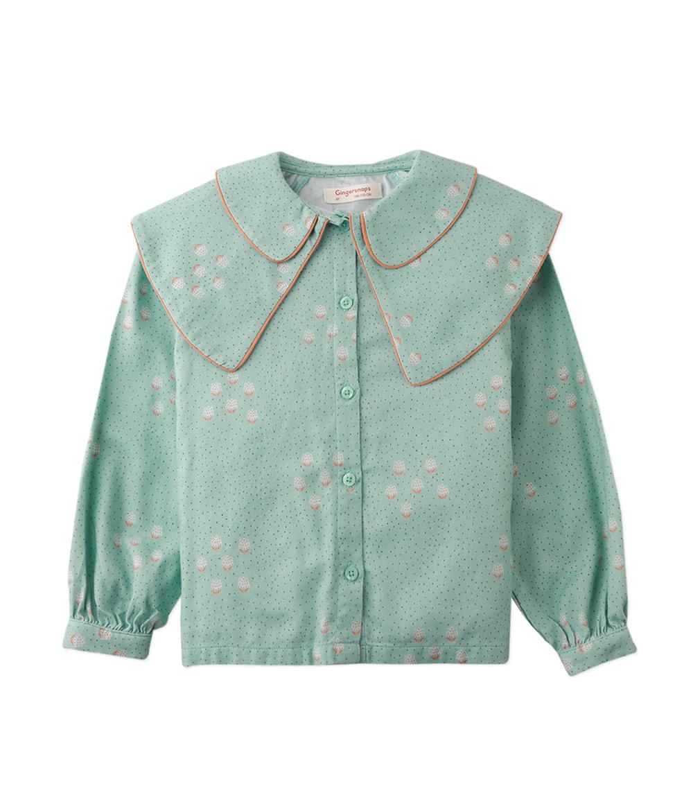 GINGERSNAPS Girl's Woven Cotton Blouse, Green