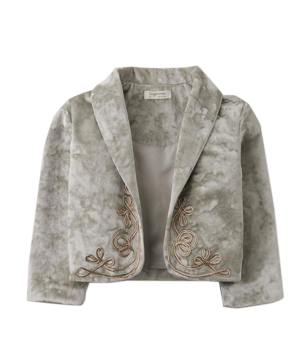 GINGERSNAPS Girls Woven Synthetic Fiber Jacket, Grey