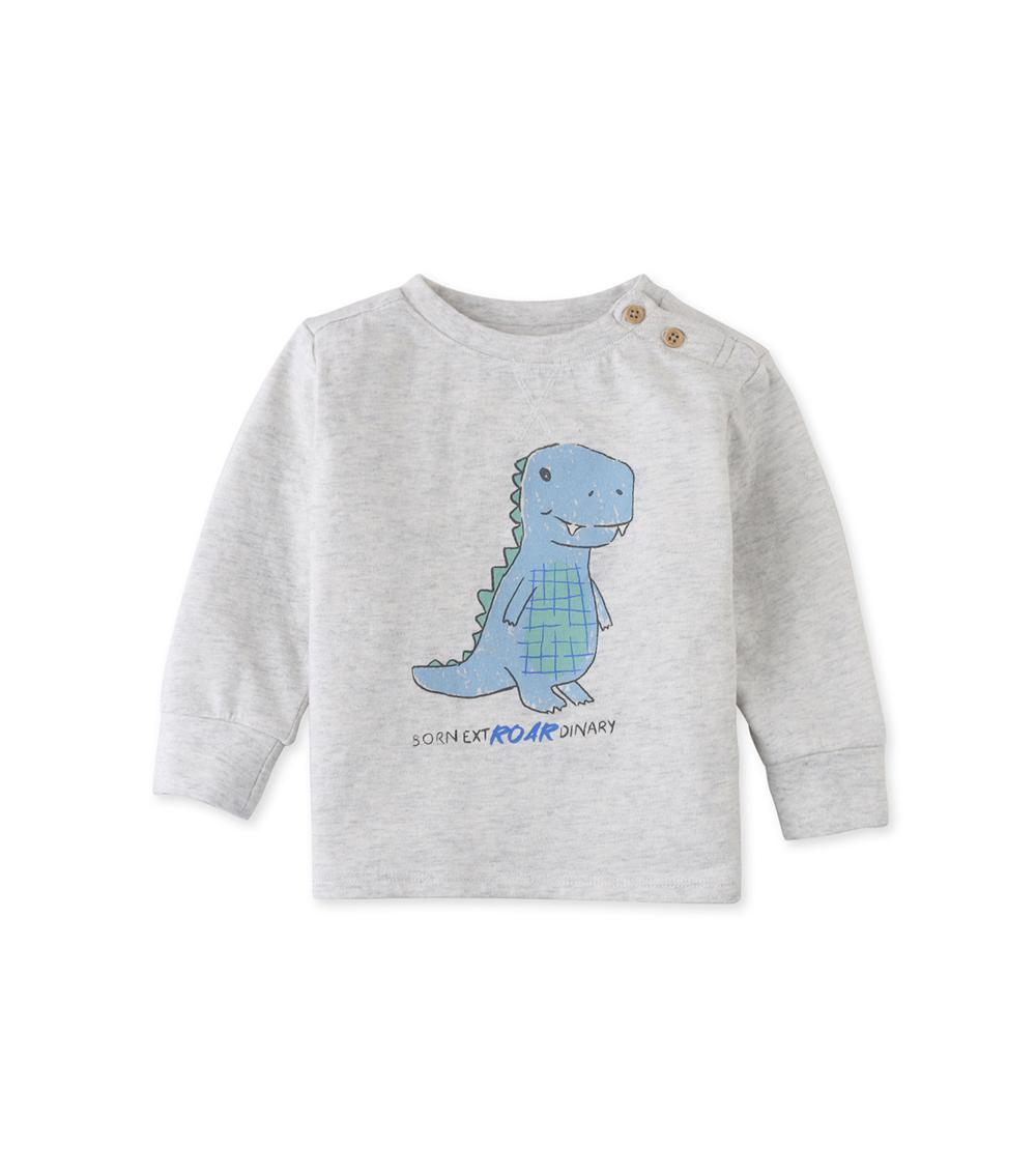 GINGERSNAPS Cotton Knit T-Shirt For Kids, Grey