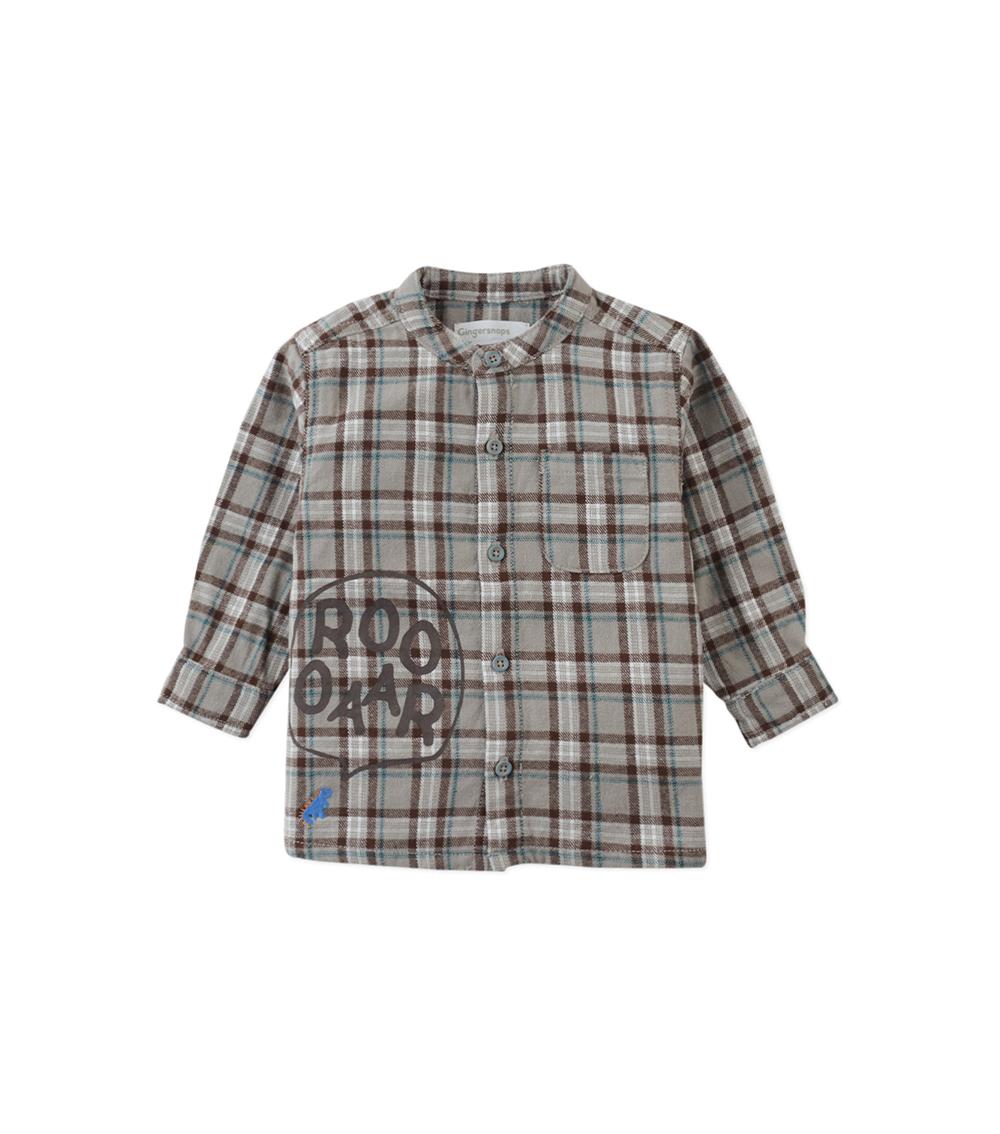 GINGERSNAPS Woven Cotton Shirts For Kids, Green