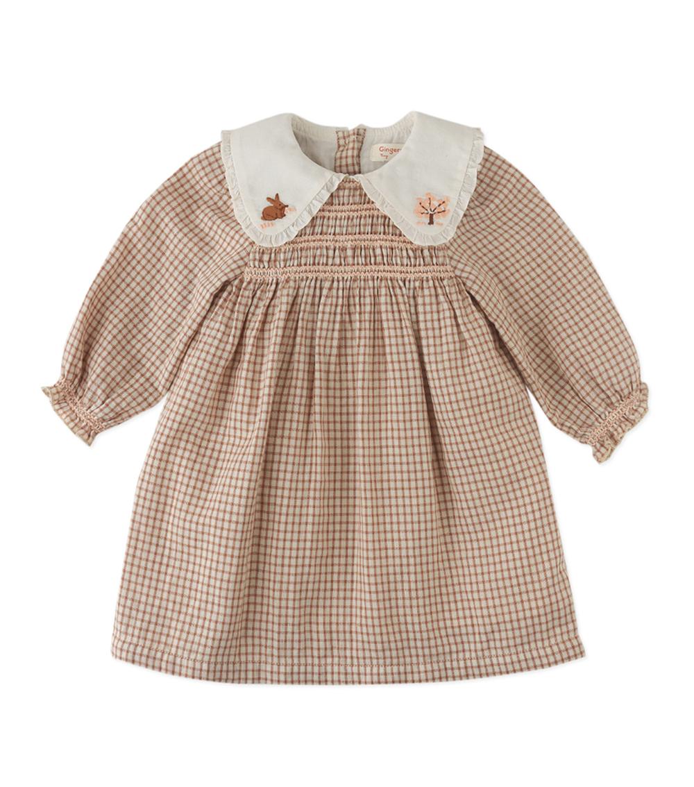 GINGERSNAPS Girl's Woven Cotton Lace Dress, Brown