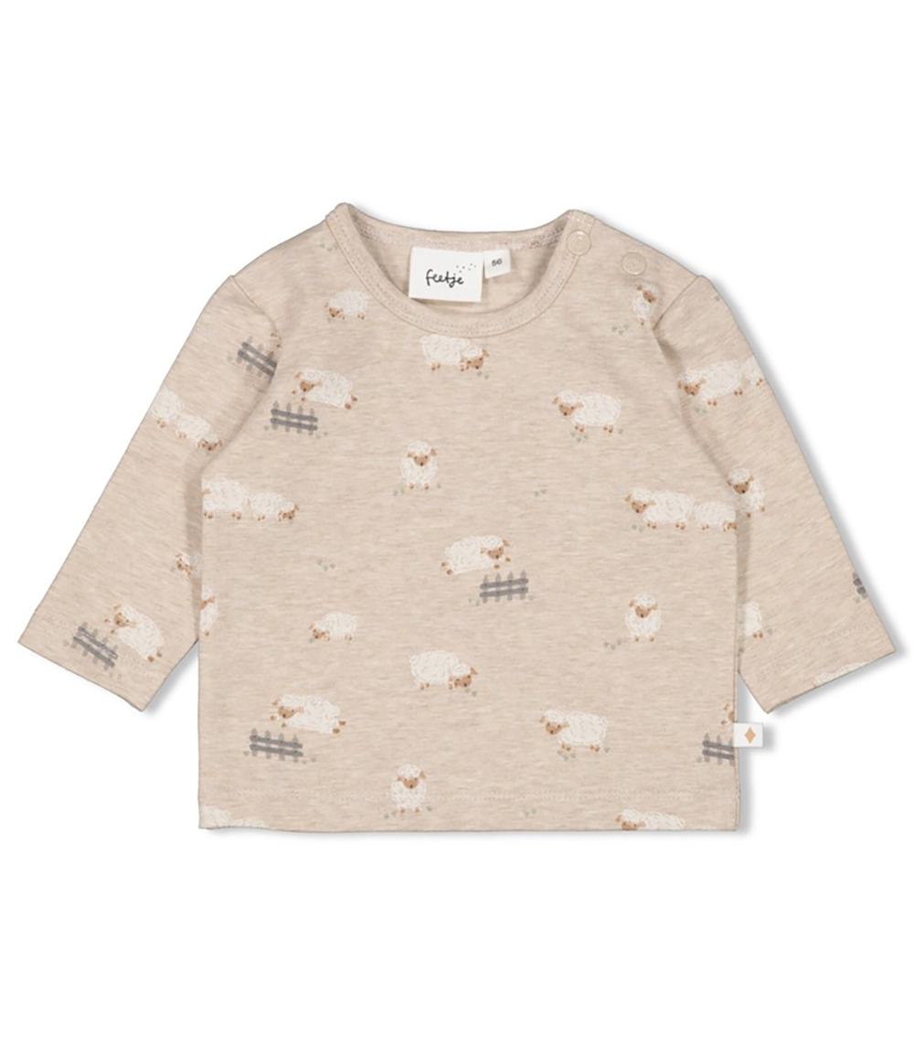 FEETJE All Over Print Longsleeve Top For Kids Sleepy Sheepy, Taupe