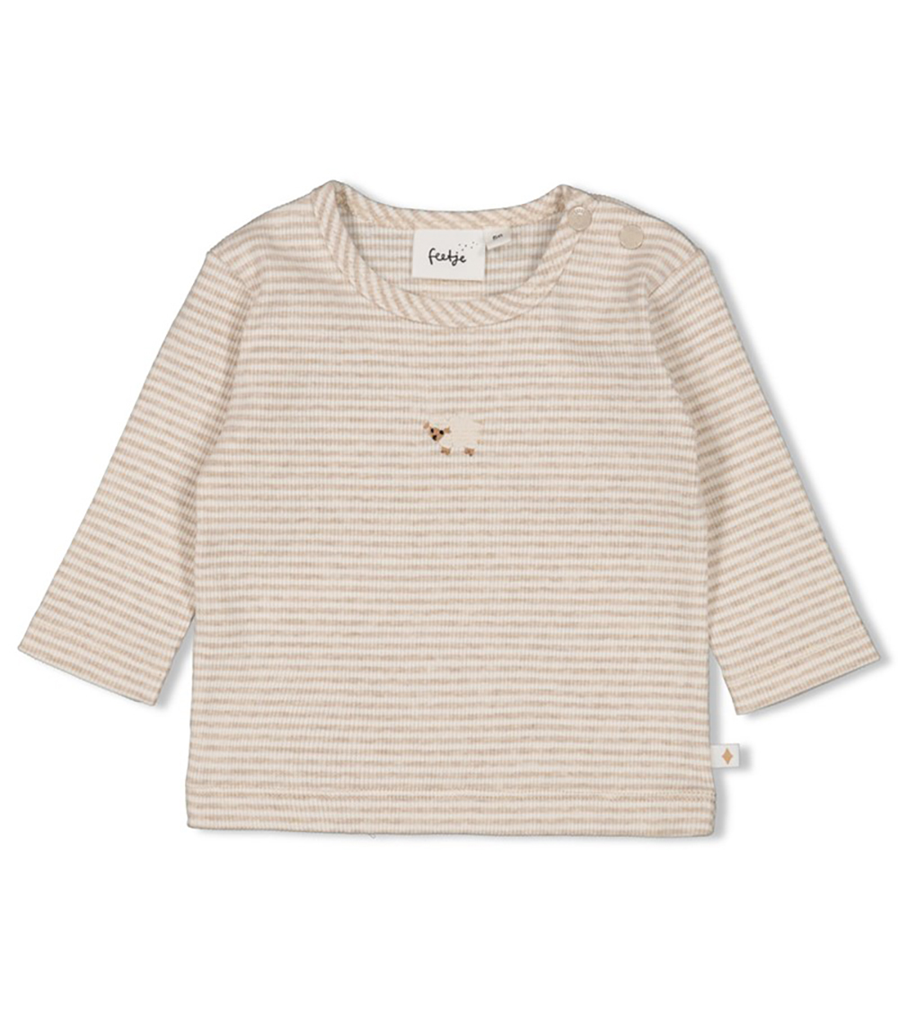 FEETJE Kid's Ribbed Long Sleeve Top with Stripes – Sleepy Sheepy, Taupe