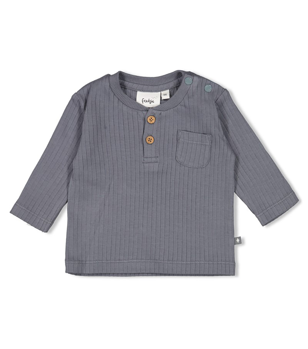 FEETJE Kid's Ribbed Long Sleeve Top – Howdy, Blue