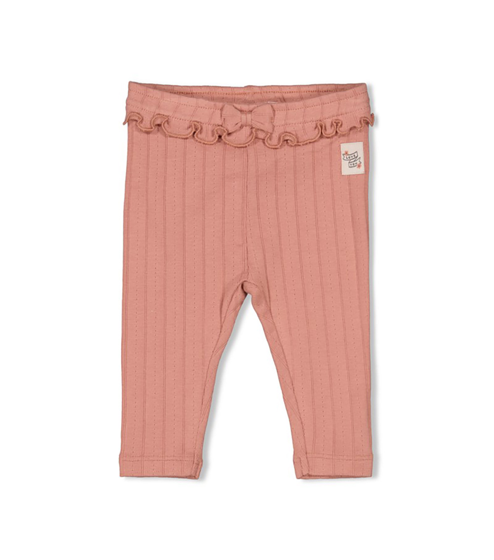 FEETJE Baby Girls’ Ribbed Pointelle Leggings Woodland Bloom, Peach