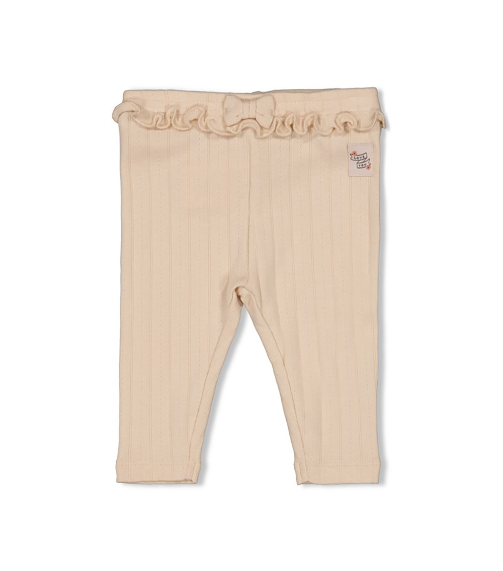 FEETJE Baby Girls’ Ribbed Pointelle Leggings Woodland Bloom, White