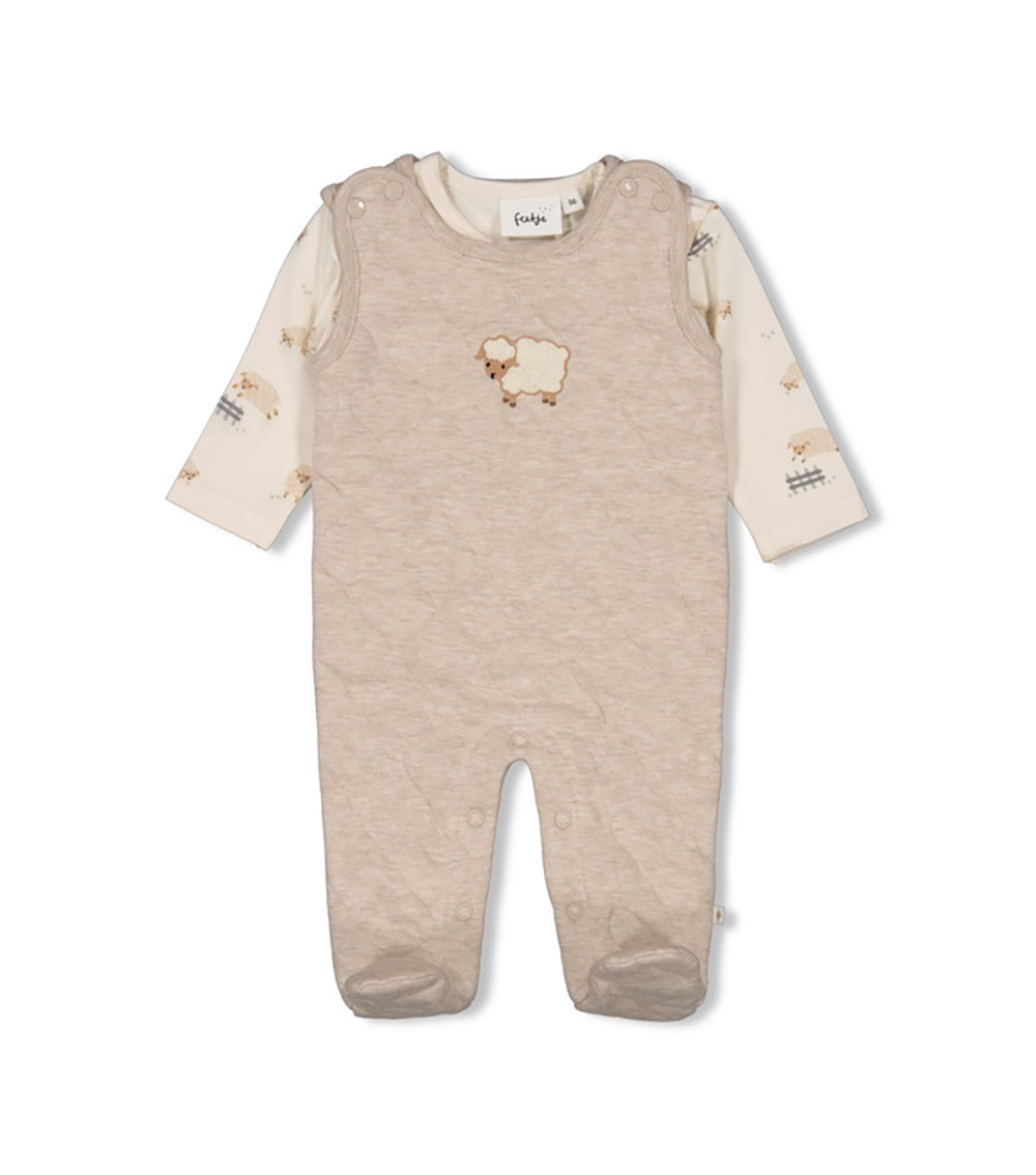 FEETJE 2 Piece Romper Sleepy Sheepy, Taupe
