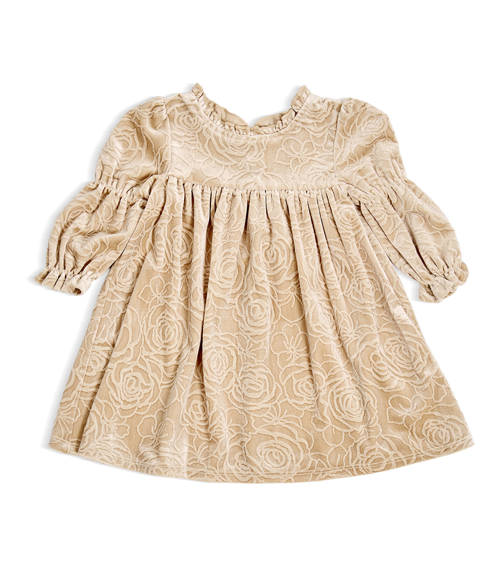 BONNIE BABY Girls Beautifully Designed Special Occasion Dress, Beige