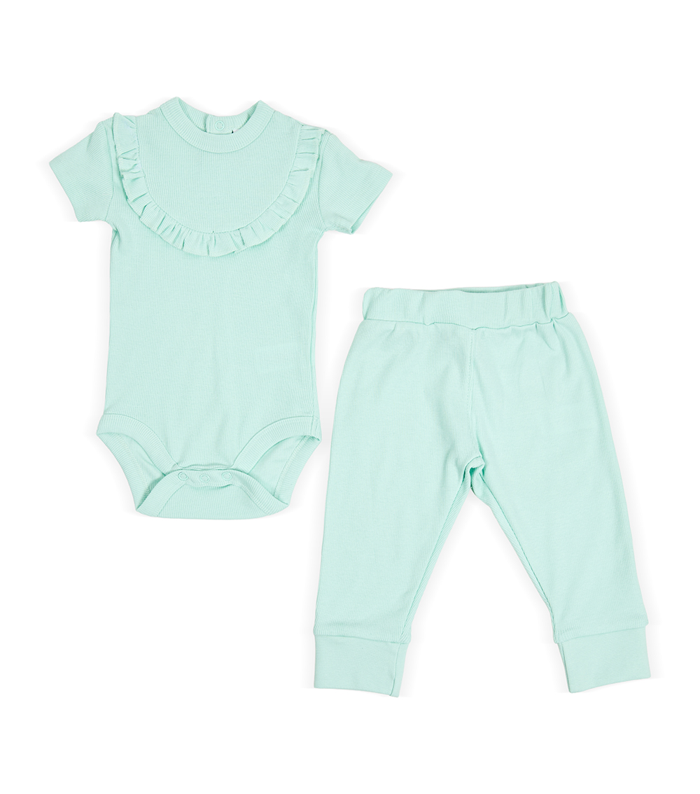 Momstore Baby Girl 100% Cotton Solid Girls Top And Bottom Set, White