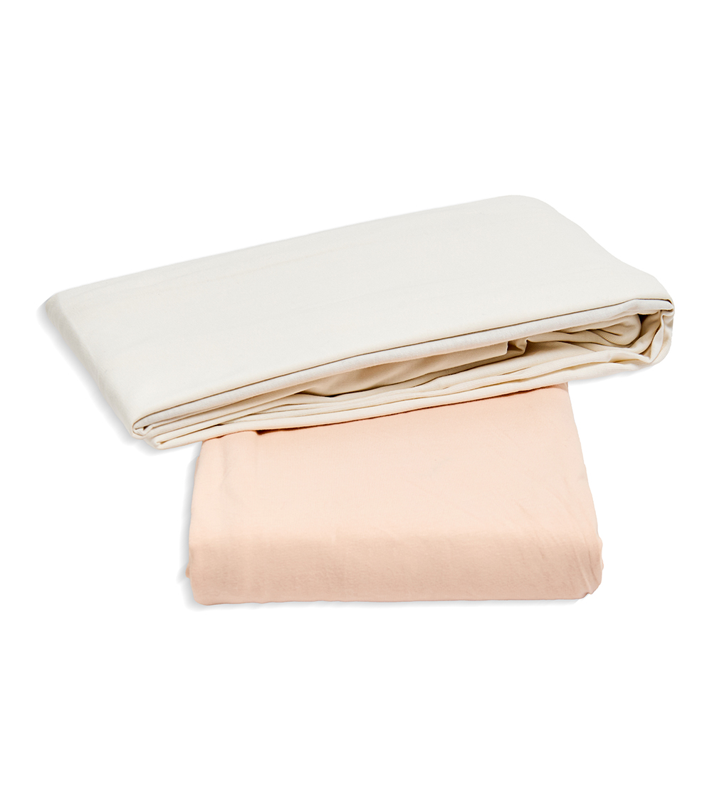 MOMSTORE Soft Cotton Fitted Sheet Set (2 Pcs) - (Solid colors), Multicolor (Wrinkle Free Surface) (0+ months)