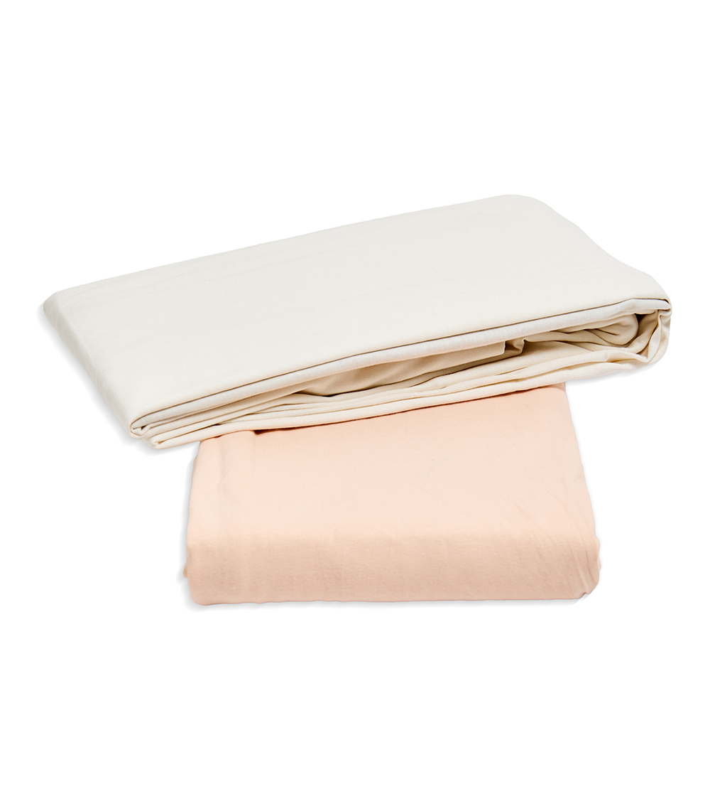 MOMSTORE Soft Cotton Fitted Sheet Set (2 Pcs) - (Solid colors), Multicolor (Wrinkle Free Surface) (0+ months)