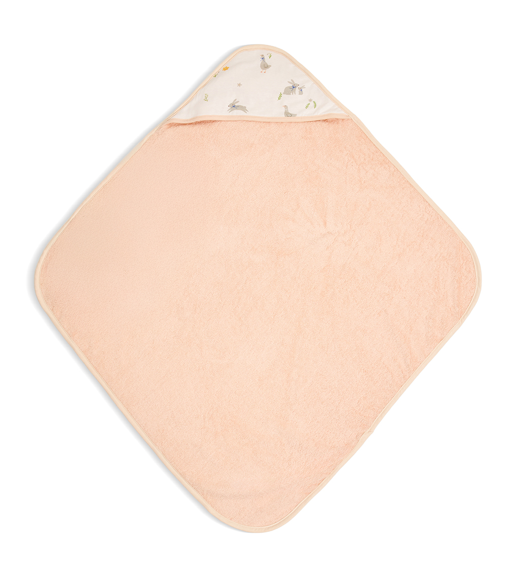 MOMSTORE Soft Hooded Baby Towel with Animal Print Lining, Peach (Lightweight) (0+ months)