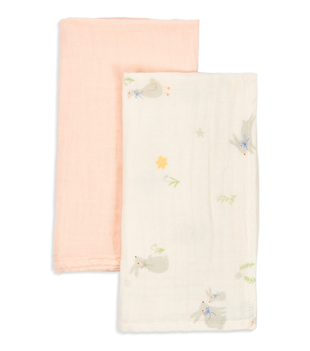 MOMSTORE Muslin Cloth Set (2 Pcs) Solid & White Animal Print, Multicolor (Lightweight) (0+ months)