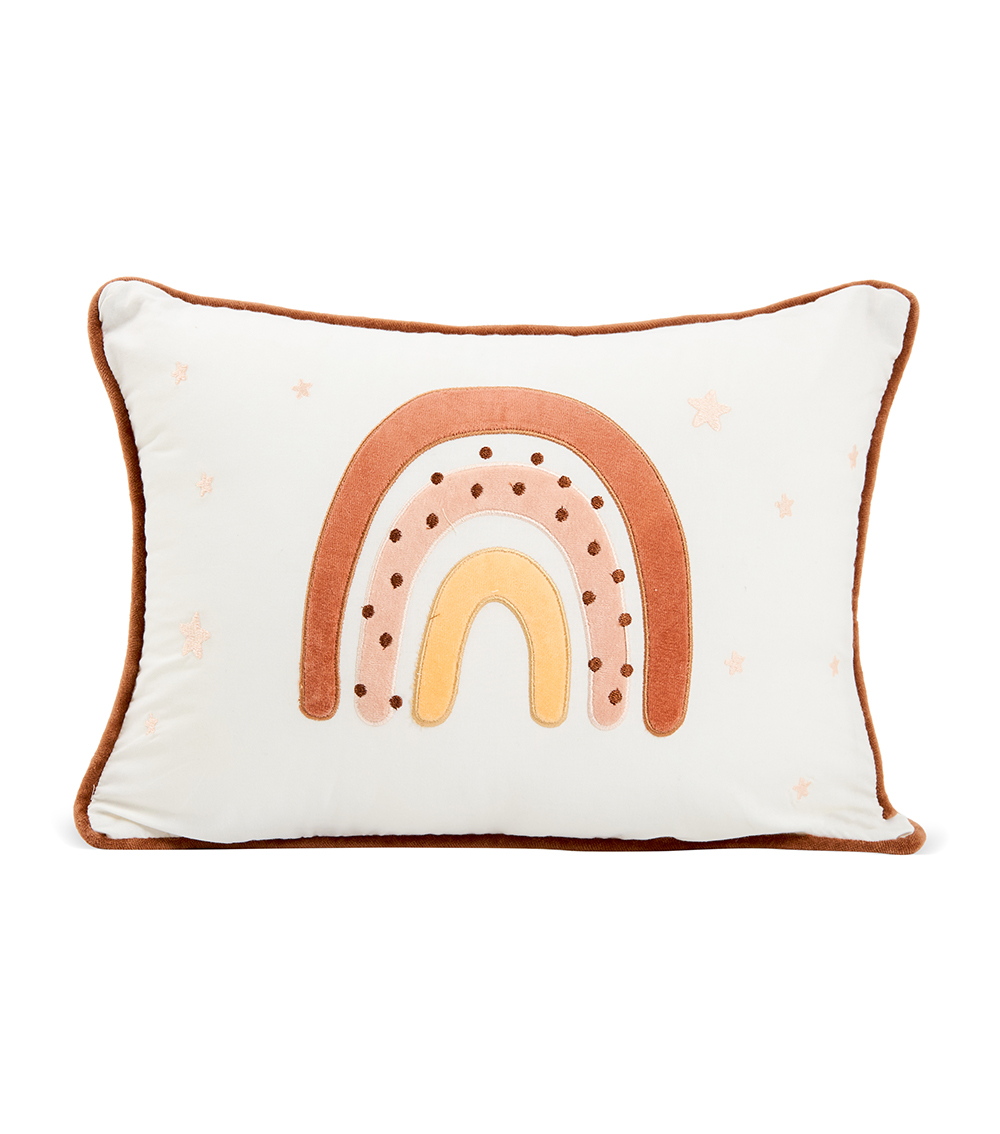 MOMSTORE Reversible Sleep Hard Play Hard & Boho Rainbow Design Decorative Pillow, Multicolor (Lasting Comfort) (0+ months)