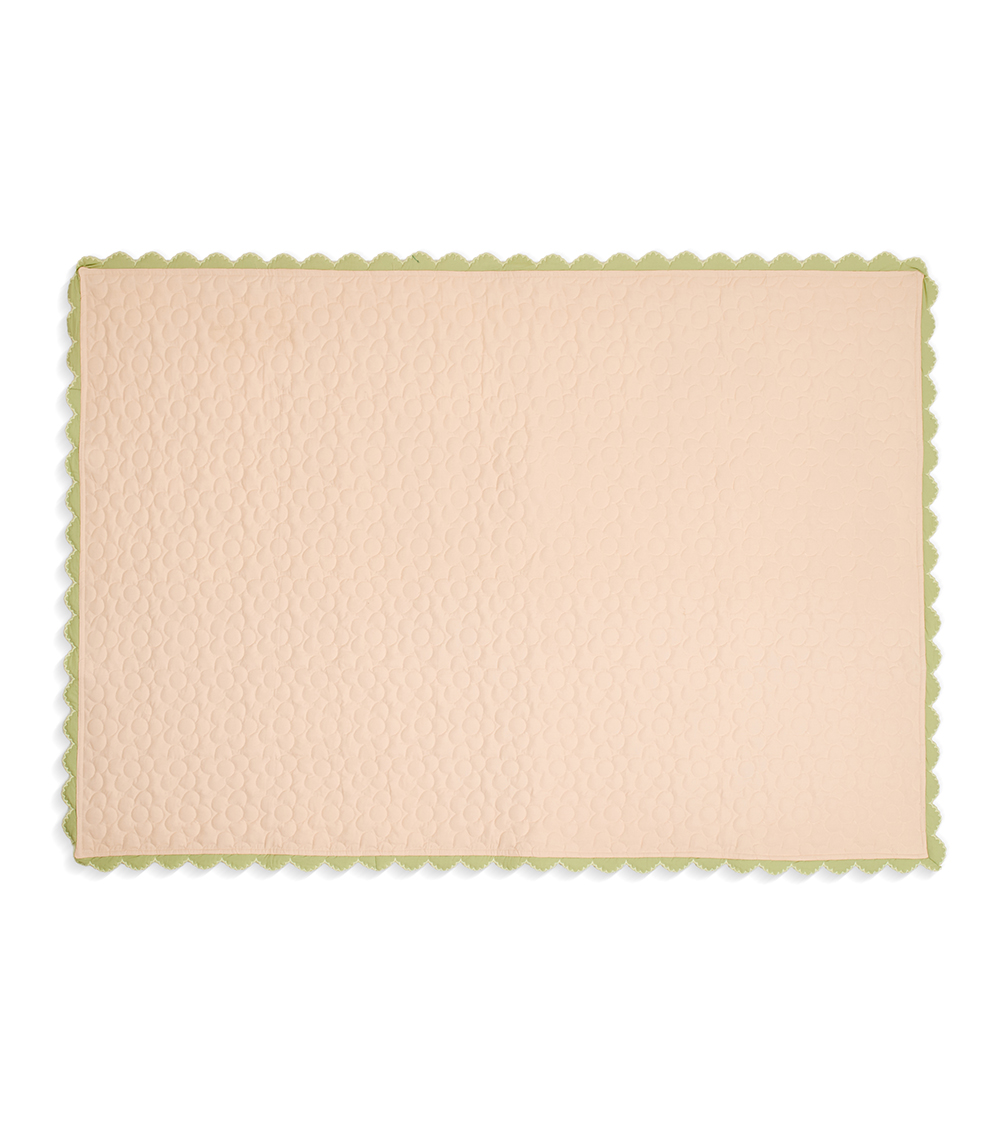 MOMSTORE Solid Playmat with Bubble Quilted Pattern and Scallop Trim, Peach (Non Toxic) (0+ months)