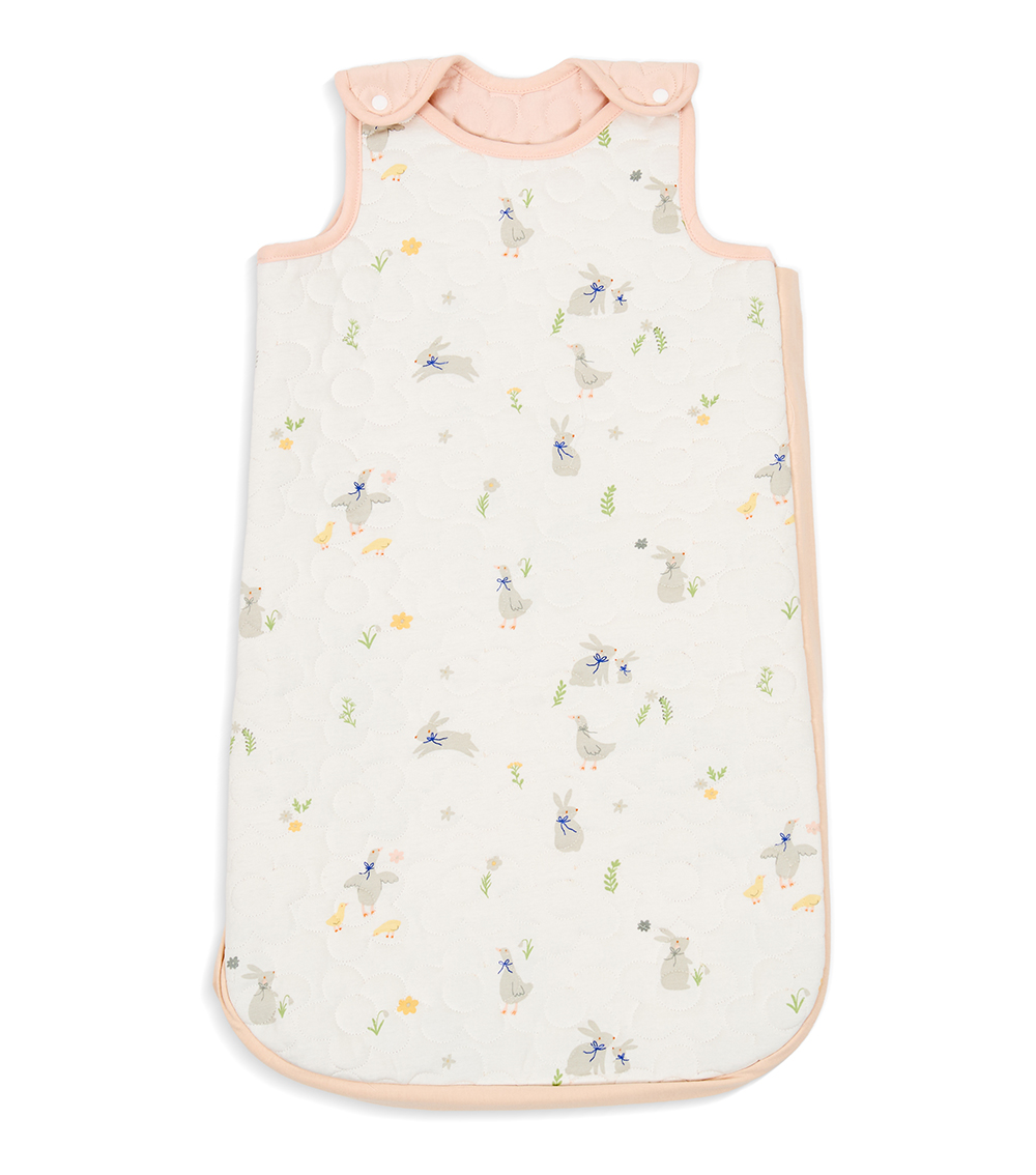 MOMSTORE Reversible Animal and Floral Print Quilted Sleeping Bag (90 cm) with Snap Shoulders, Multicolor (Travel Friendly) (0+ months)