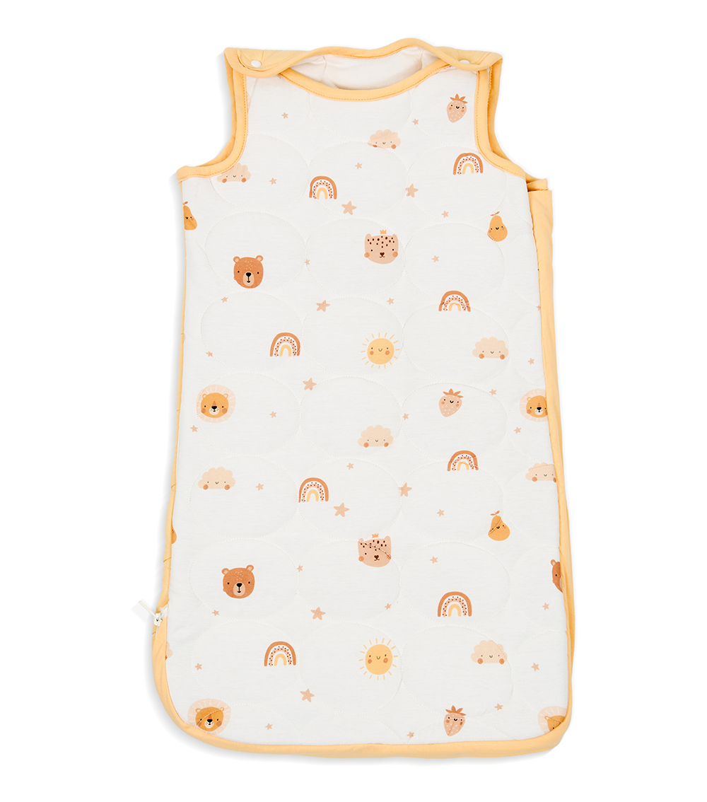 MOMSTORE Reversible Bear & Rainbow Print Quilted Sleeping Bag (90 cm) with Snap Shoulders, Multicolor (Travel Friendly) (0+ months)