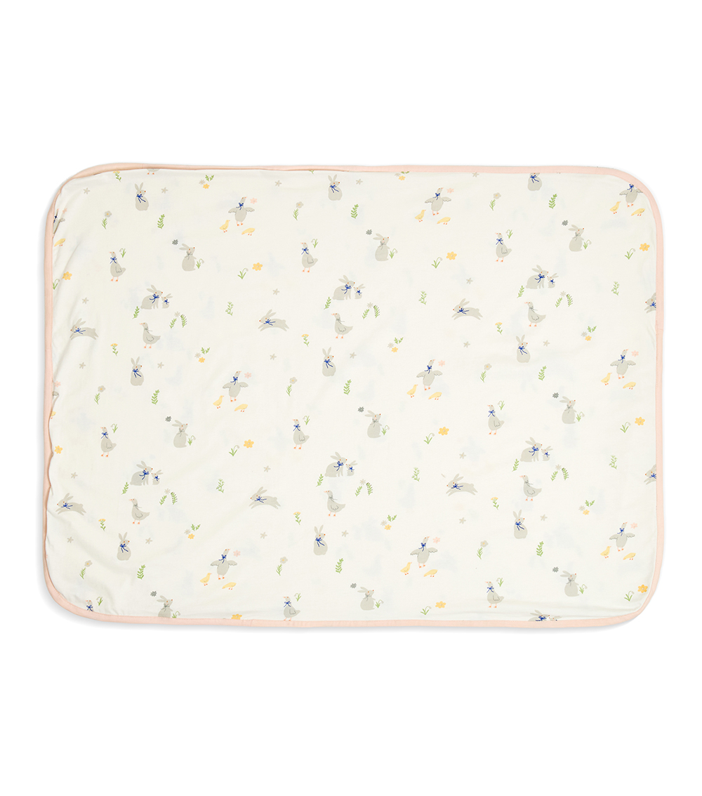 MOMSTORE Single Baby Bunny & Chick Print Swaddle Blanket, Multicolor (Stretchable) (0+ months)