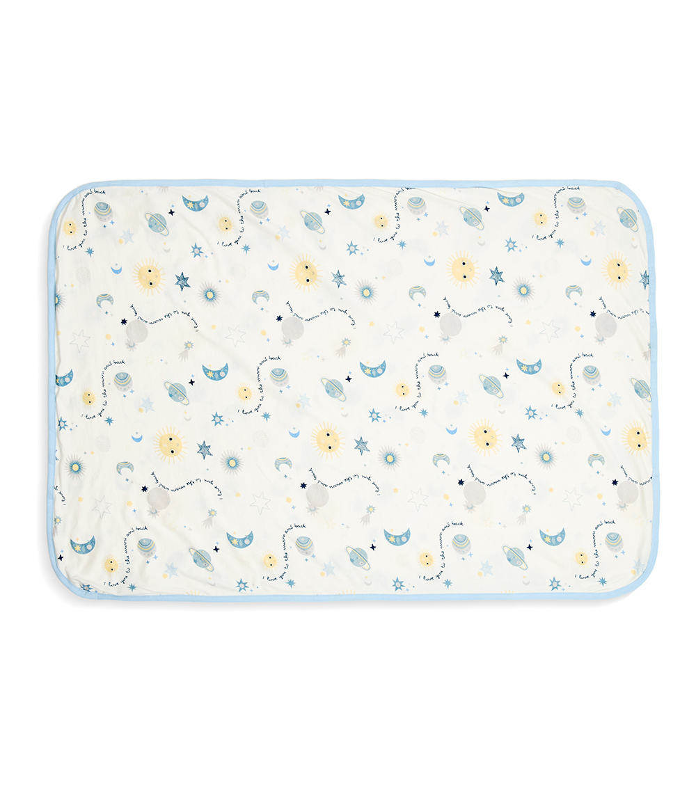 MOMSTORE Single Baby To The Moon and Back Space Print Swaddle Blanket, Multicolor (Stretchable) (0+ months)