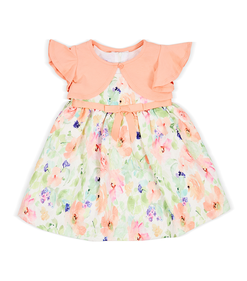 Bonnie Baby 100% Polyester Kids Girl Clothes Dress With Cardigan, Blue