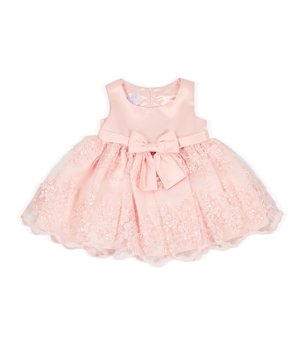 Bonnie Baby 100% Polyester Baby Girl Party Promo Dress, Peach
