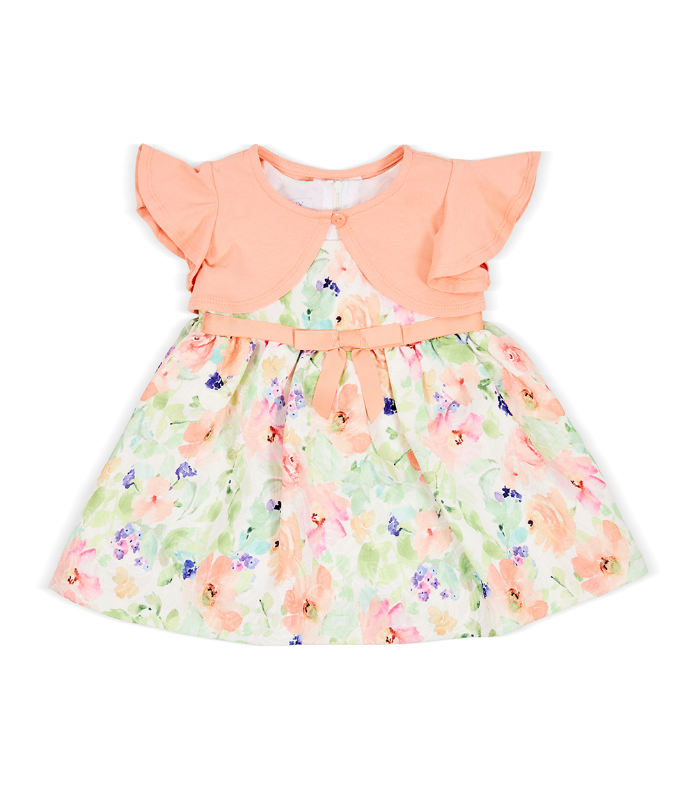 Bonnie Baby 100% Polyester Baby Girl Dress With Cardigan, Pink