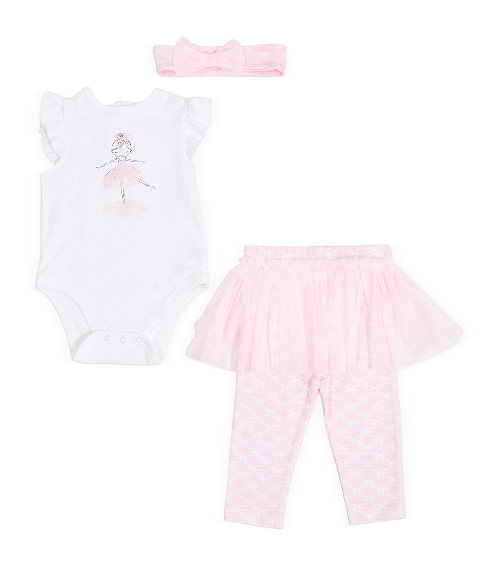 LITTLE ME Baby Girls Ballet Skegging Set ,White