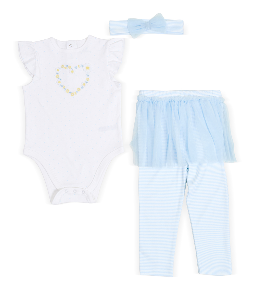 LITTLE ME Baby Girls Daisy Skegging Set ,White