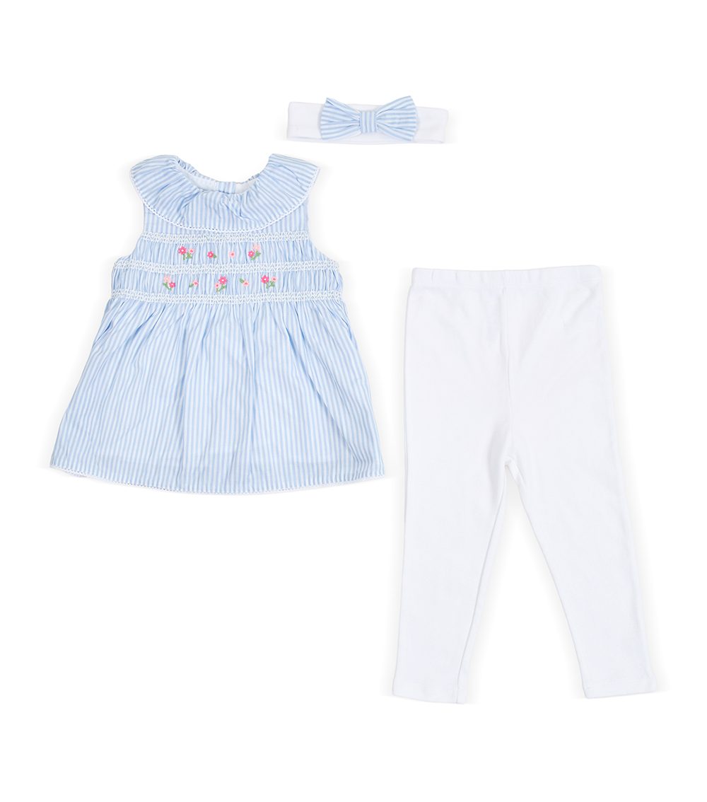 LITTLE ME Baby Girls Smocked Floral Set ,White