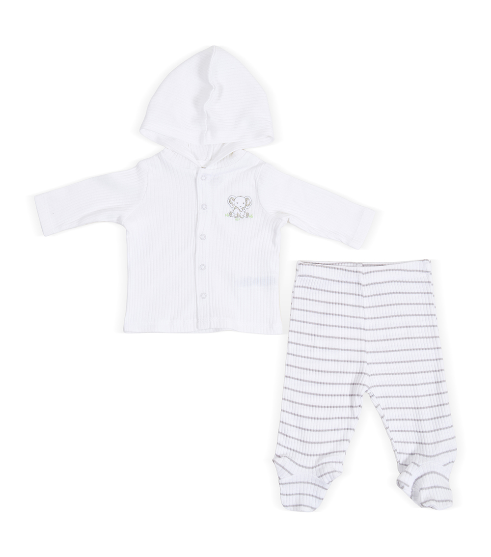 LITTLE ME Baby Girls Elephant 2-Piece Cardigan Set ,White