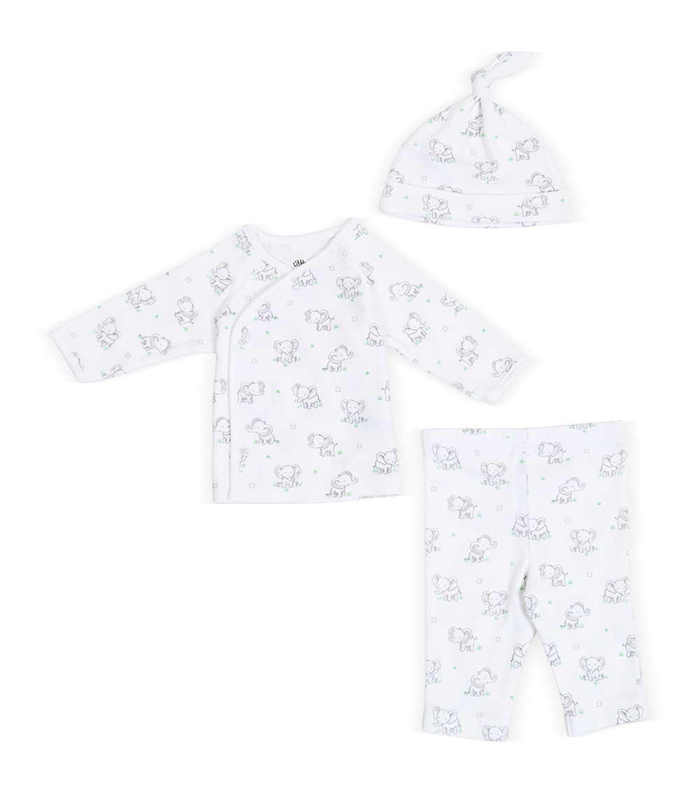 LITTLE ME Baby Girls Elephant Set with Hat ,White