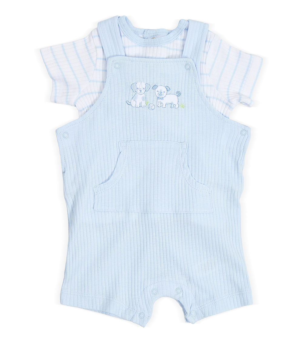 LITTLE ME Baby Boys Puppy Shortall Set ,Blue