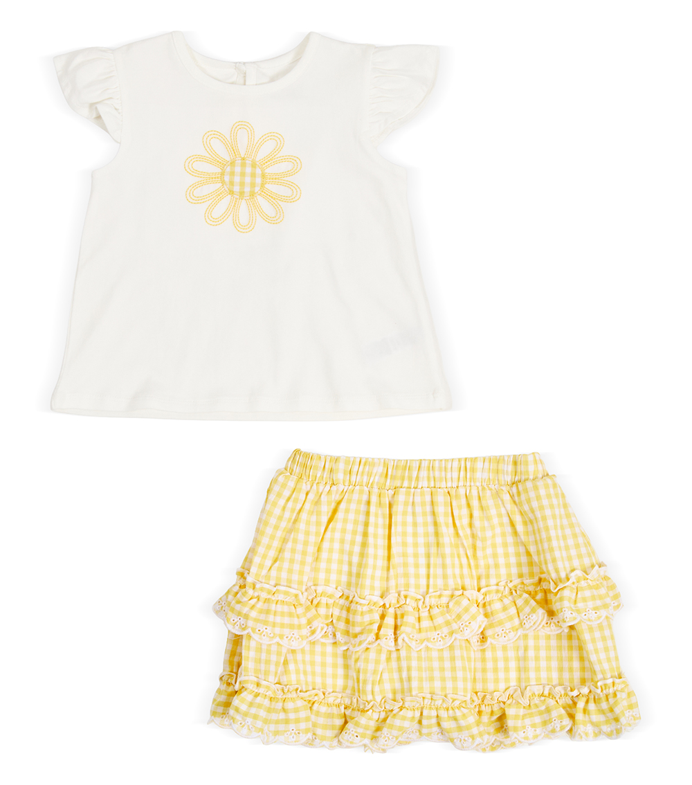 LITTLE ME Baby Girls Daisy Fashion Skort Set ,Yellow