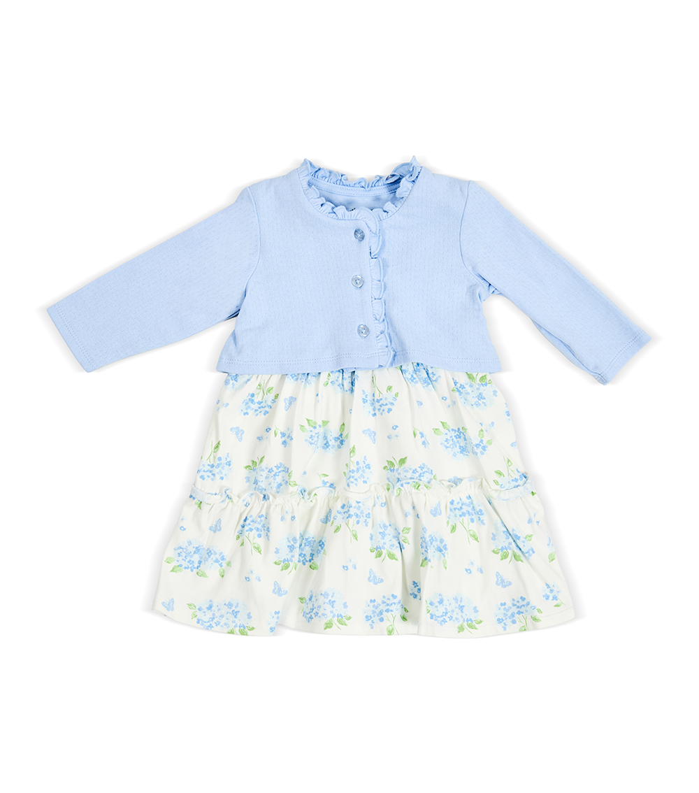 LITTLE ME Baby Girls Hydrangea Knit Dress Set ,Blue